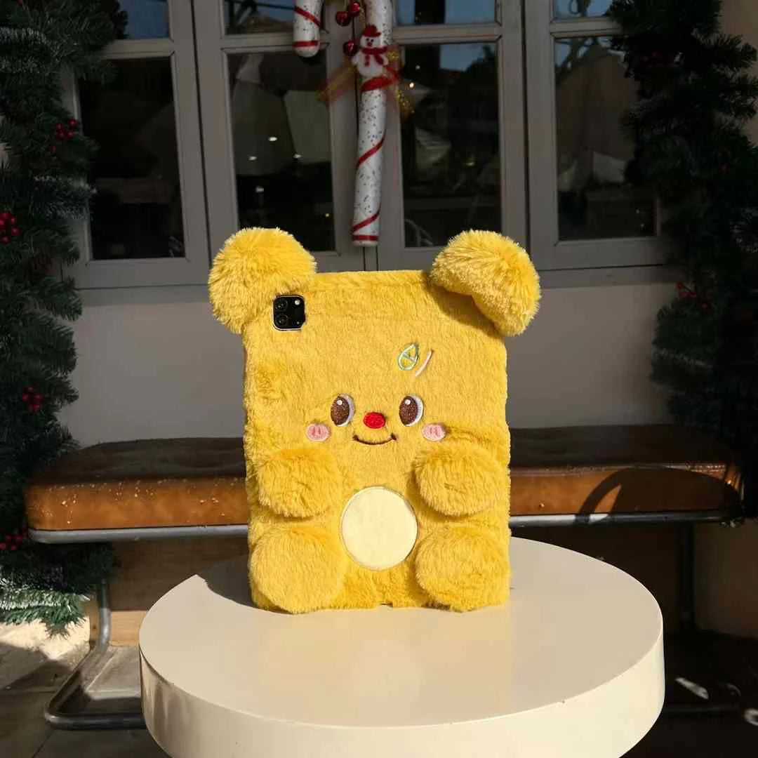 Cute Teddy Warm Plush iPad Case