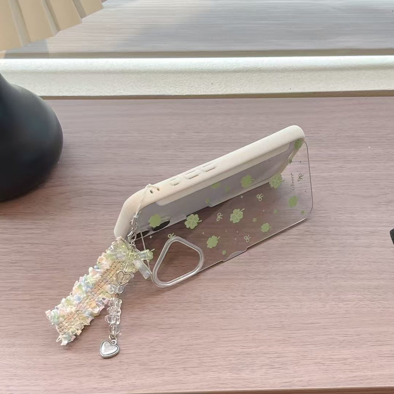 Greeny Bows Designer Case For iPhone With Charm