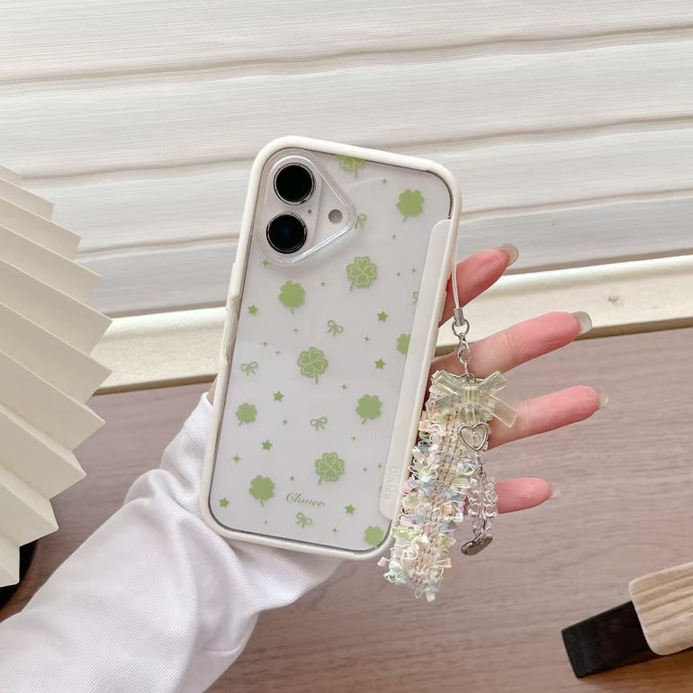 Greeny Bows Designer Case For iPhone With Charm