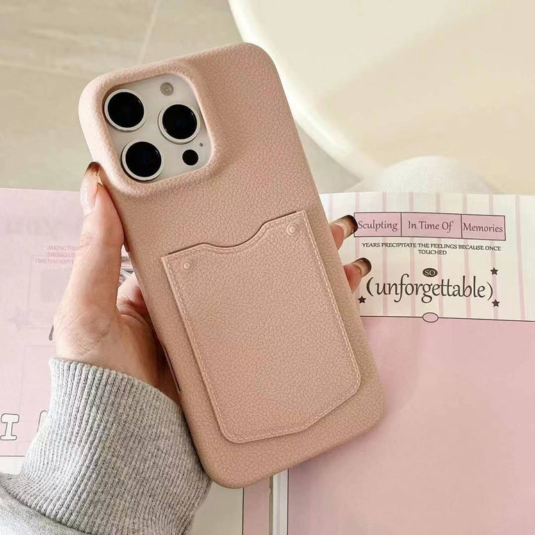 Grain Leaather Wallet Case For iPhone