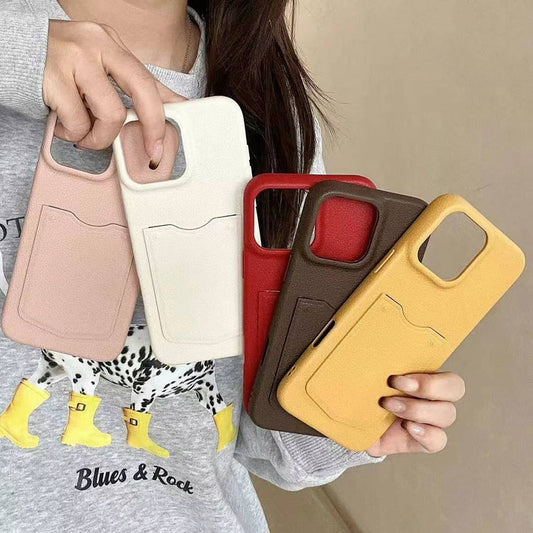 Grain Leaather Wallet Case For iPhone