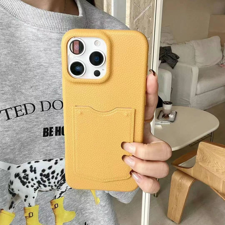 Grain Leaather Wallet Case For iPhone