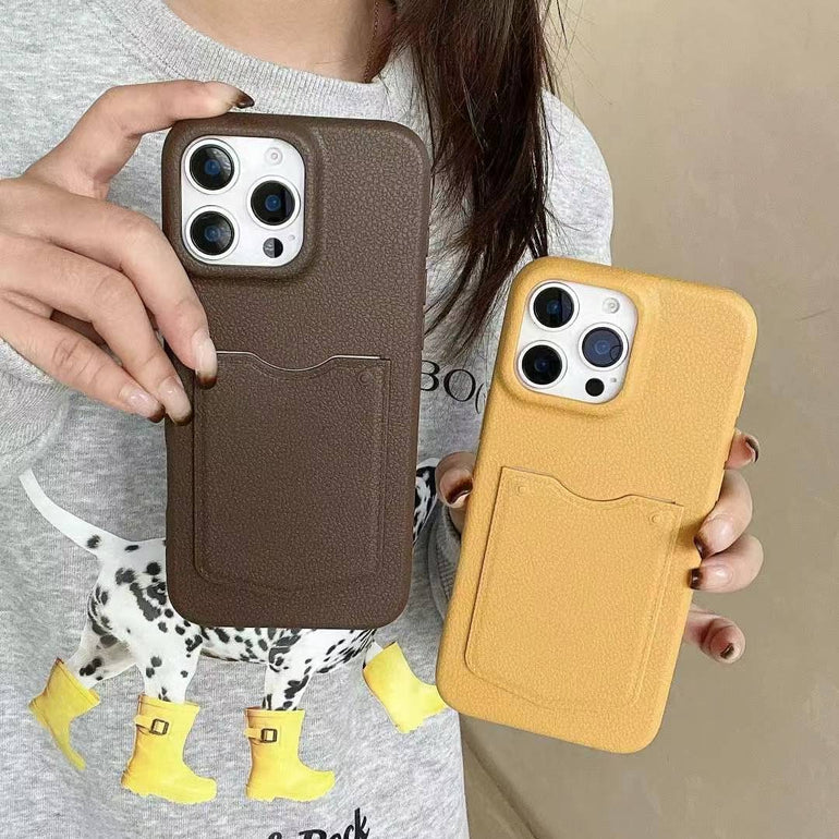 Grain Leaather Wallet Case For iPhone
