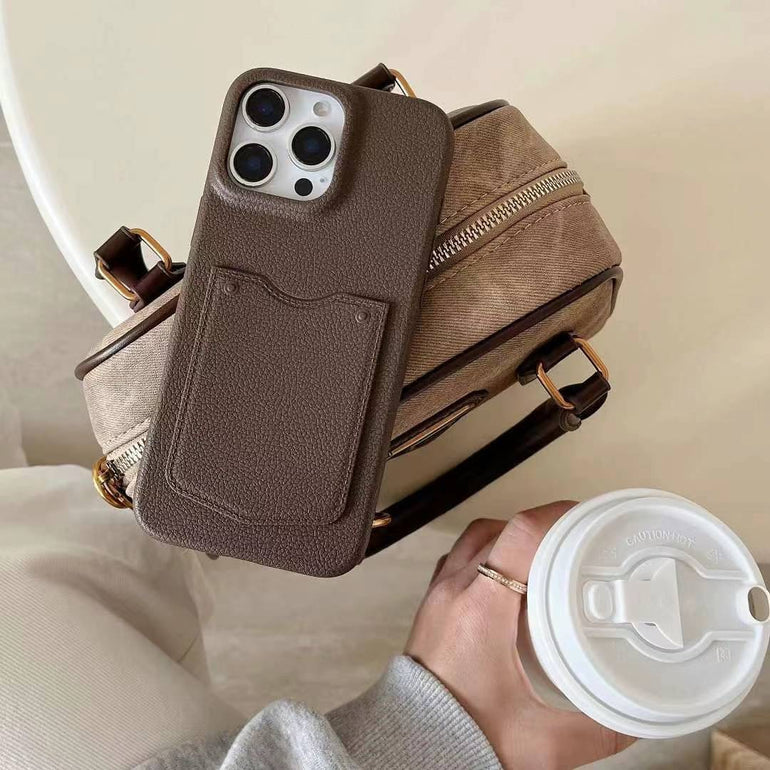 Grain Leaather Wallet Case For iPhone