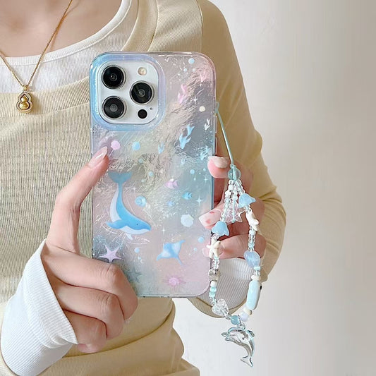 Ocean Dolphin Designer Silicon Case For iPhone With Charm