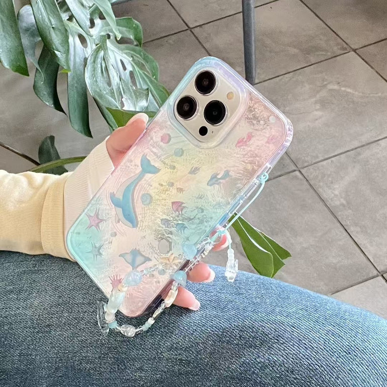 Ocean Dolphin Designer Silicon Case For iPhone With Charm