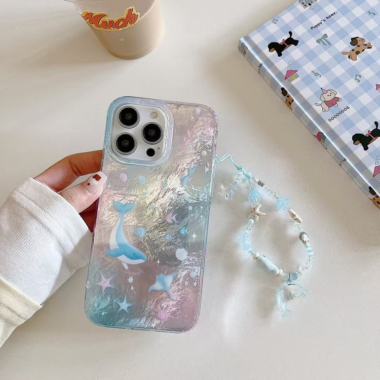 Ocean Dolphin Designer Silicon Case For iPhone With Charm