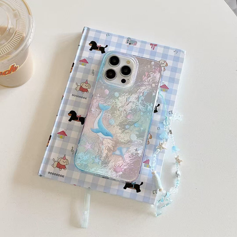 Ocean Dolphin Designer Silicon Case For iPhone With Charm