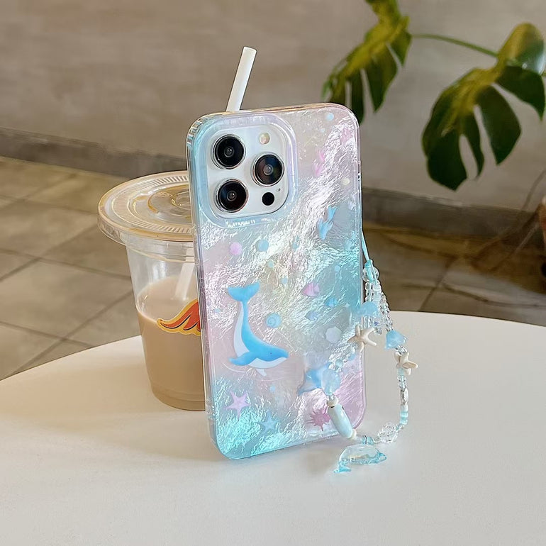 Ocean Dolphin Designer Silicon Case For iPhone With Charm