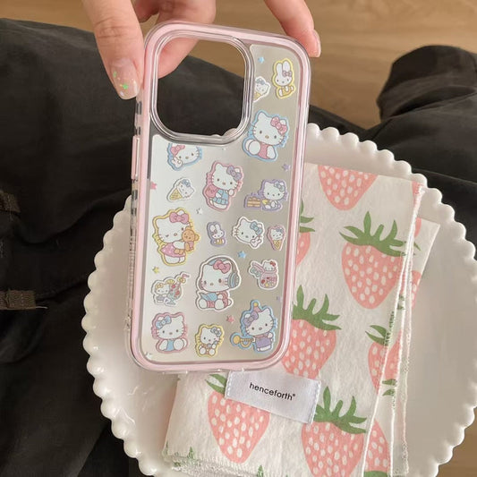 Kitty Sticker Silicon Case For iPhone Case