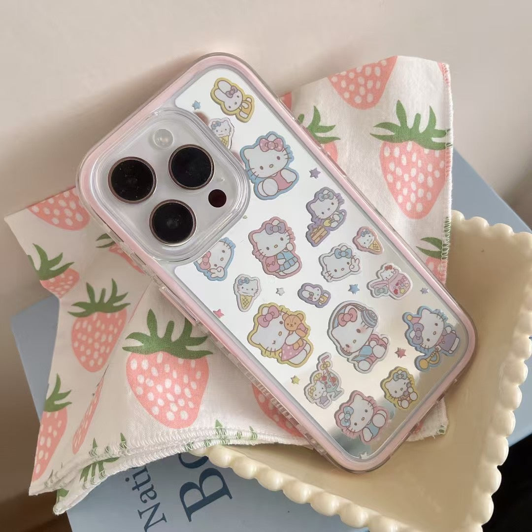 Kitty Sticker Silicon Case For iPhone Case