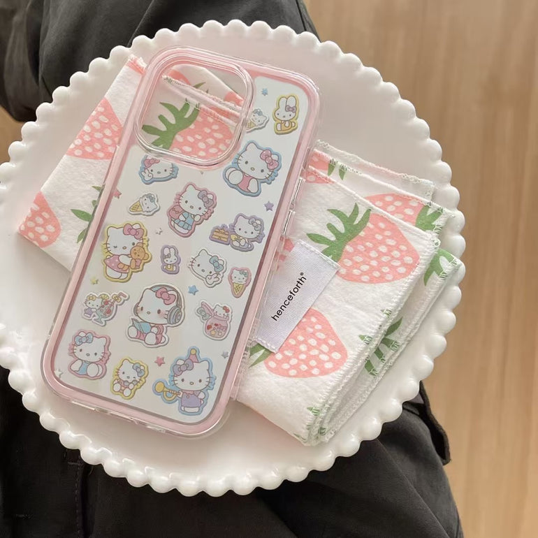 Kitty Sticker Silicon Case For iPhone Case