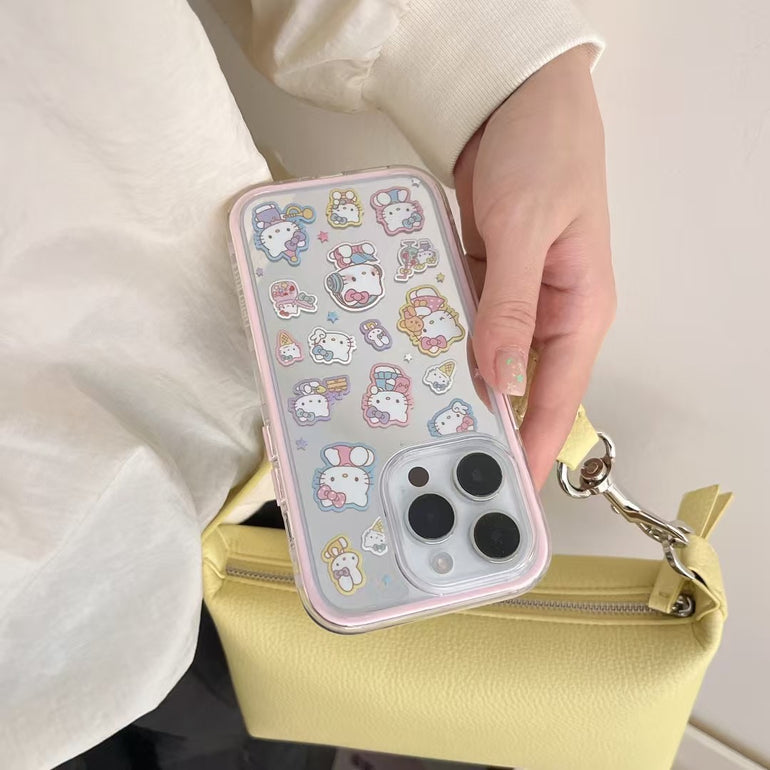 Kitty Sticker Silicon Case For iPhone Case