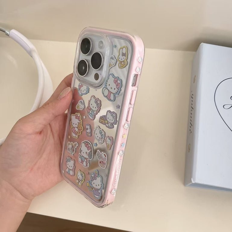 Kitty Sticker Silicon Case For iPhone Case