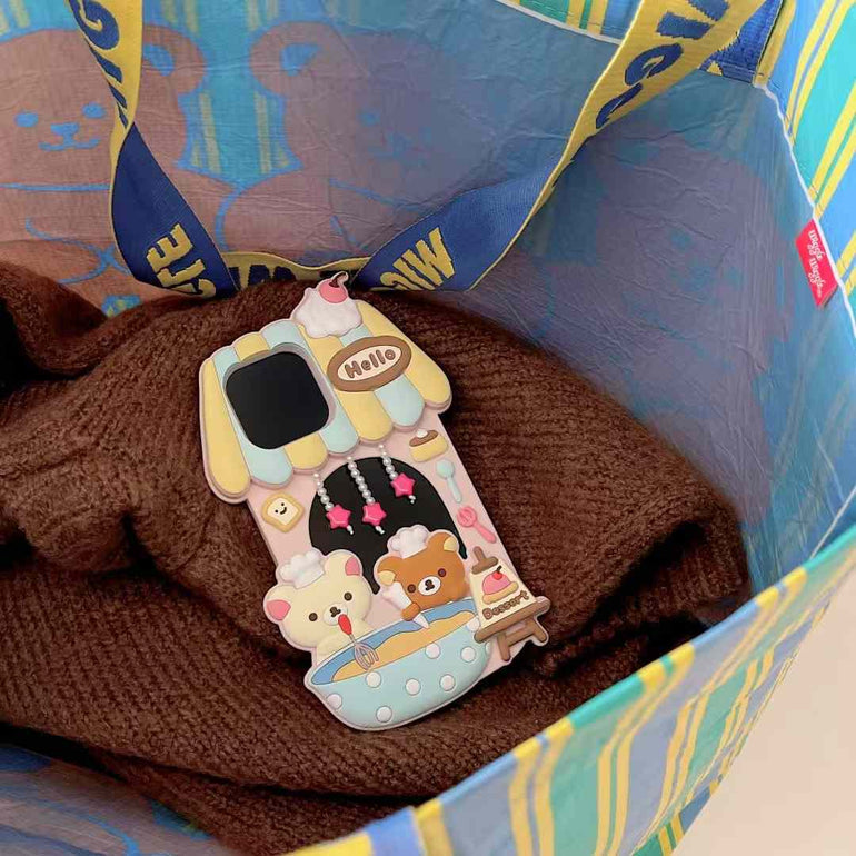 Cute Bear Making Dessert Silicon Case For iPhone