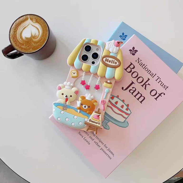 Cute Bear Making Dessert Silicon Case For iPhone