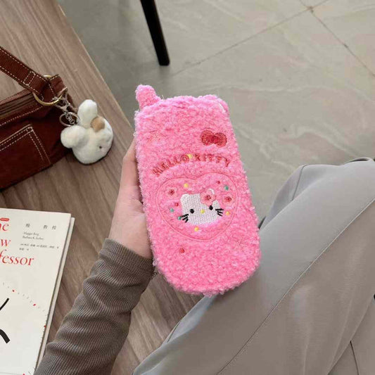Cute Kitty ! Embroidery Flip Mirror Case For iPhone