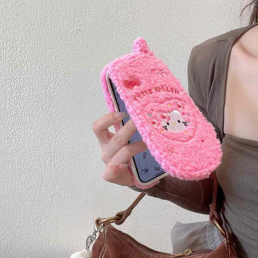 Cute Kitty ! Embroidery Flip Mirror Case For iPhone