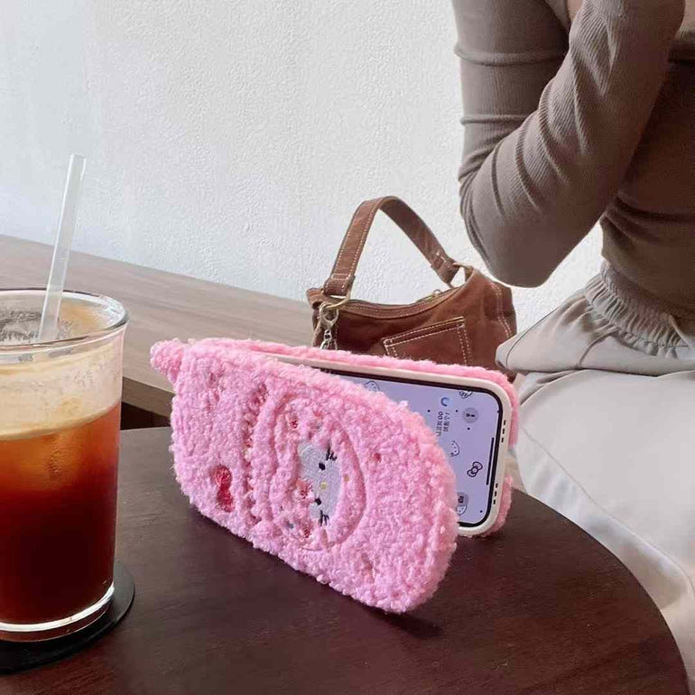 Cute Kitty ! Embroidery Flip Mirror Case For iPhone