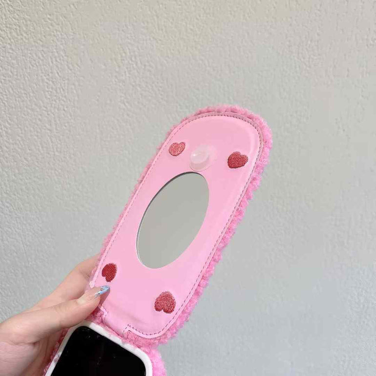 Cute Kitty ! Embroidery Flip Mirror Case For iPhone