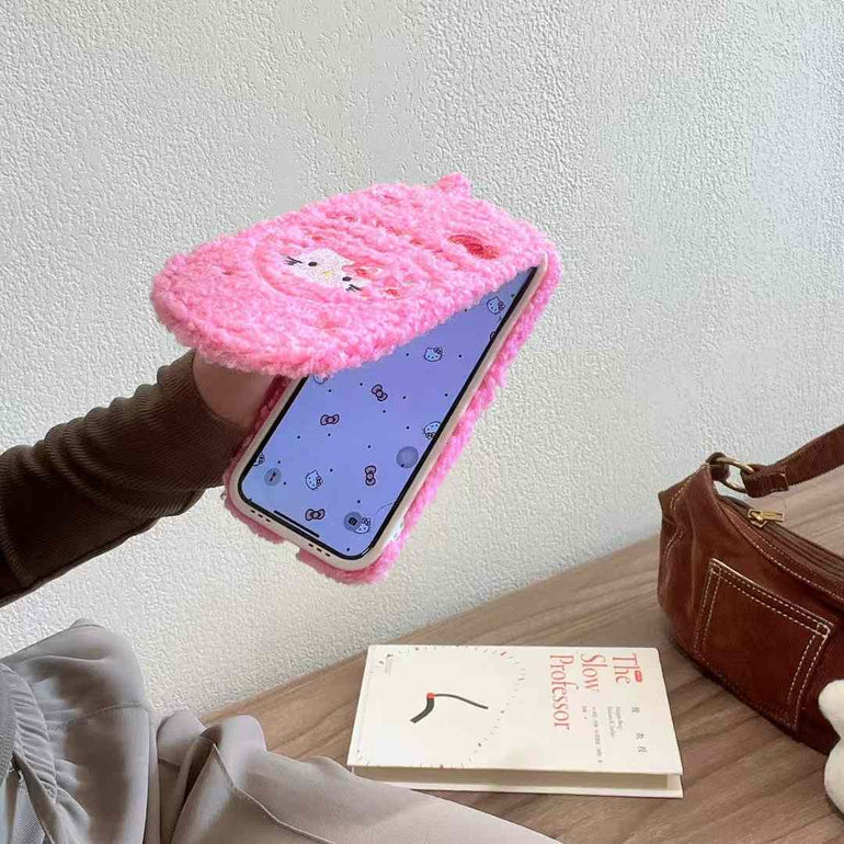 Cute Kitty ! Embroidery Flip Mirror Case For iPhone
