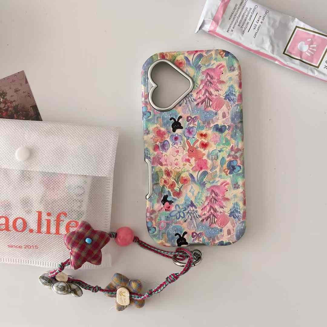 Flower Printed Case For iPhone With Star Charm