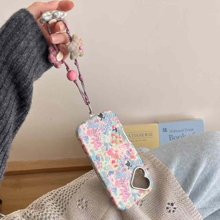 Flower Printed Case For iPhone With Star Charm