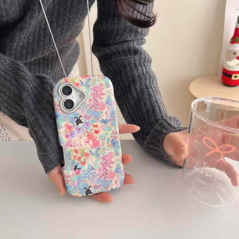 Flower Printed Case For iPhone With Star Charm