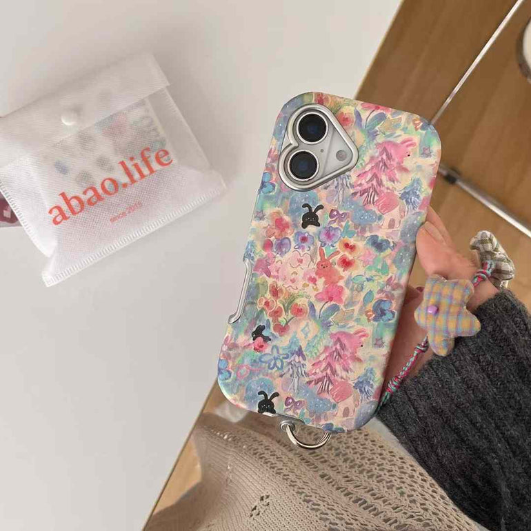 Flower Printed Case For iPhone With Star Charm