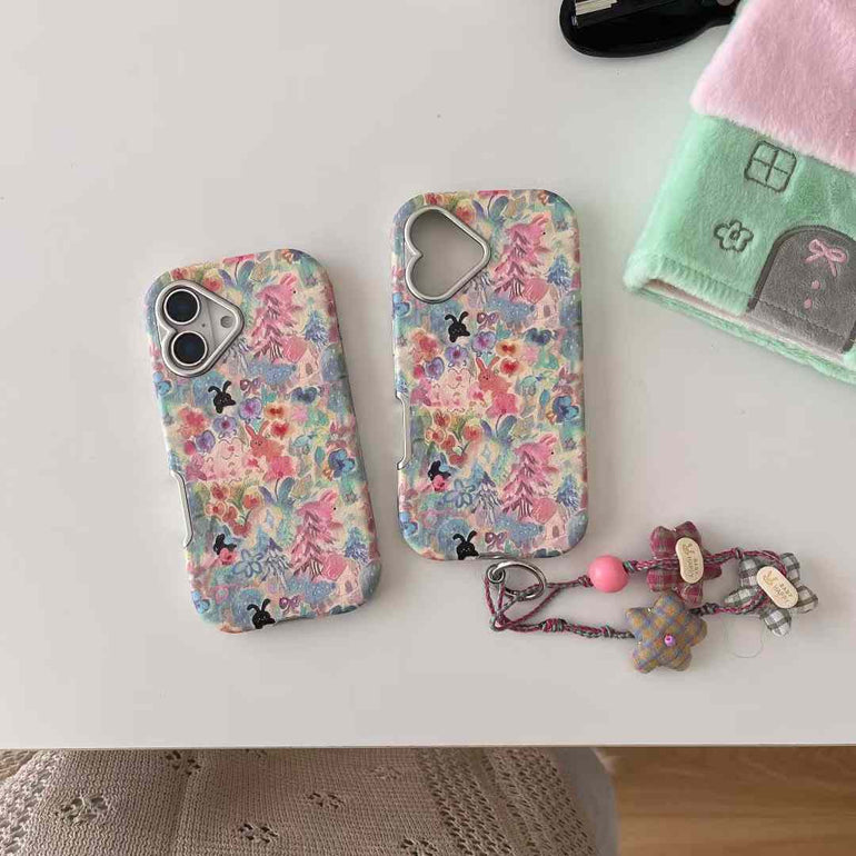 Flower Printed Case For iPhone With Star Charm