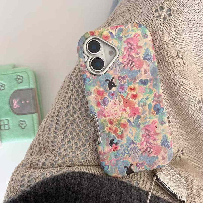 Flower Printed Case For iPhone With Star Charm