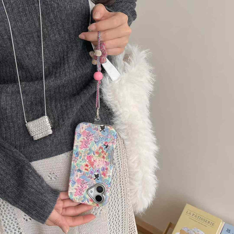 Flower Printed Case For iPhone With Star Charm