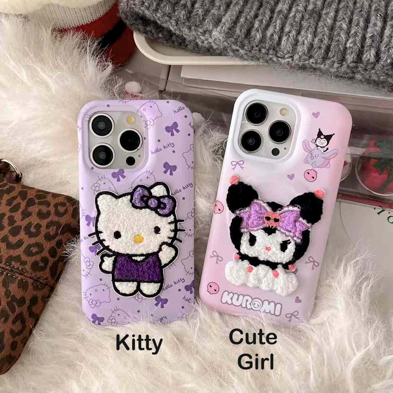 Baby Cartoon Fluffy Embroidery Case for iPhone