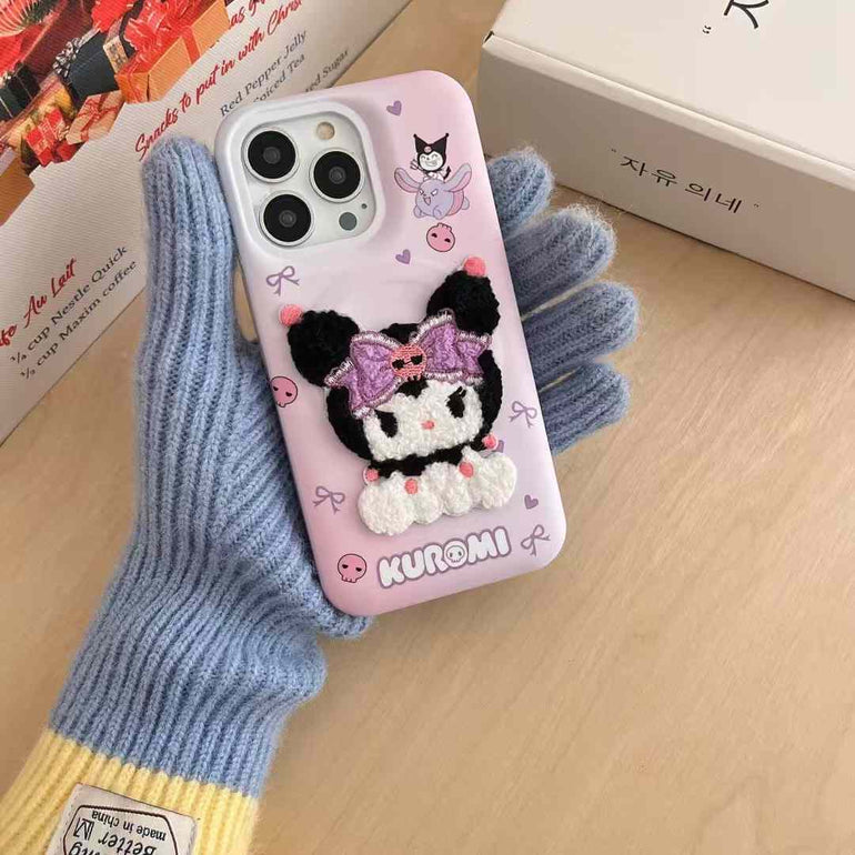 Baby Cartoon Fluffy Embroidery Case for iPhone