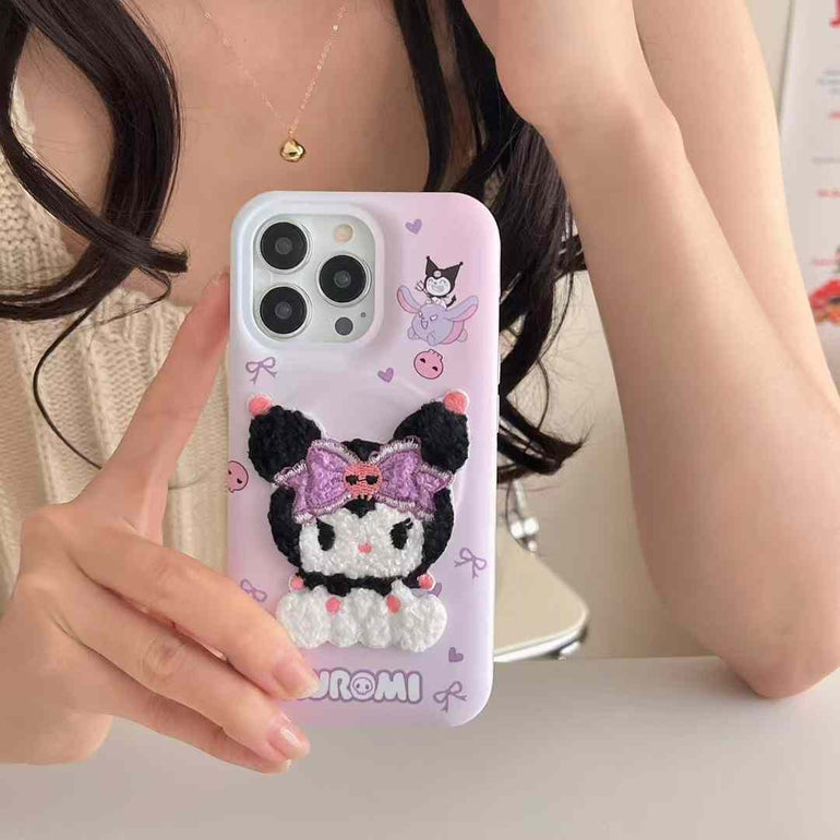 Baby Cartoon Fluffy Embroidery Case for iPhone
