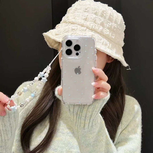 Star Pattern Silicon Case For iPhone With Star Beaded Charm