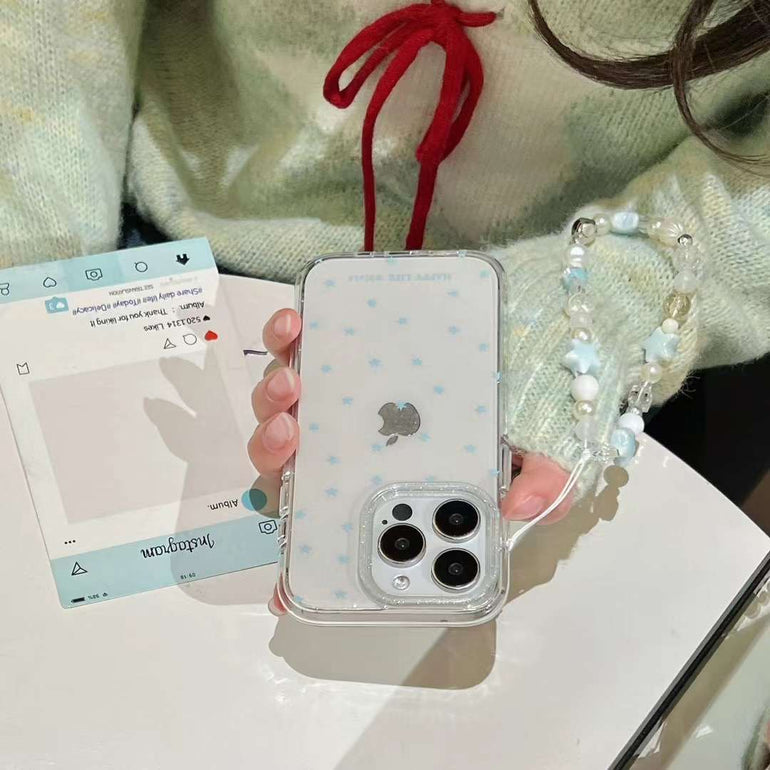 Star Pattern Silicon Case For iPhone With Star Beaded Charm