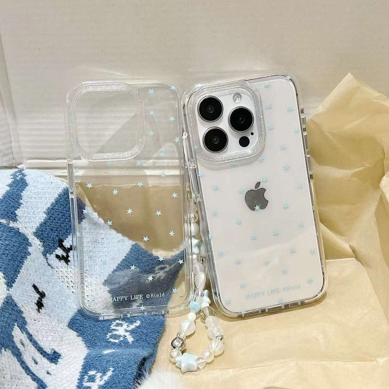 Star Pattern Silicon Case For iPhone With Star Beaded Charm