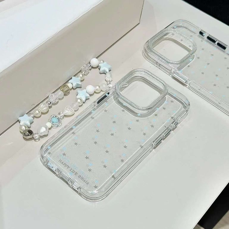 Star Pattern Silicon Case For iPhone With Star Beaded Charm