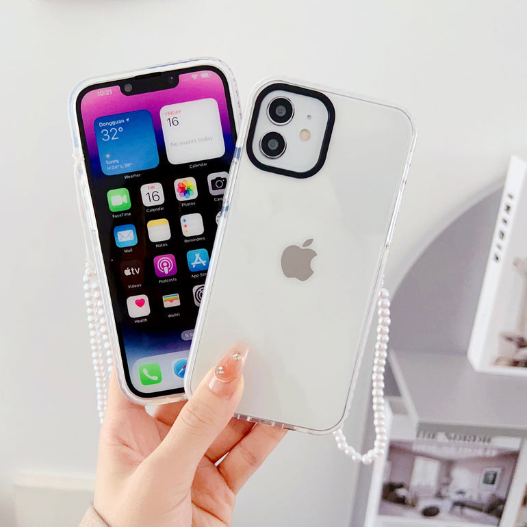 Transparent Silicon Impact Case for iPhone With Magsafe And White Heart Charm