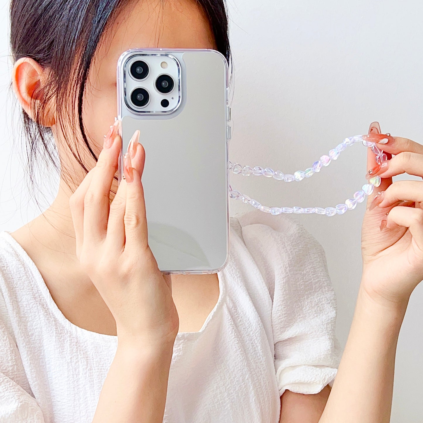 Silicon Silver Mirror Case For iPhone With Crystal Star Charm