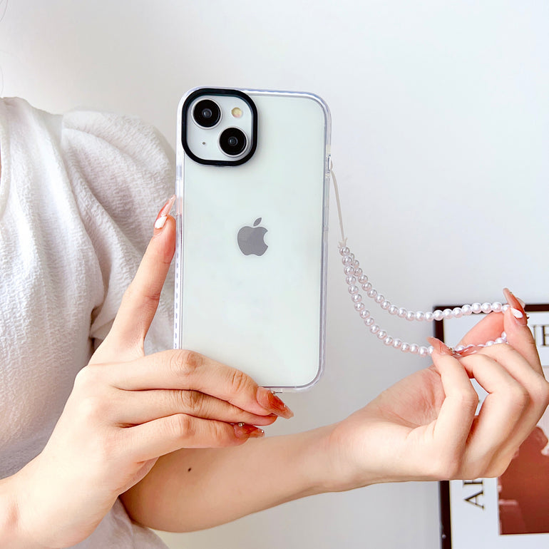 Transparent Silicon Impact Case for iPhone With Magsafe And White Heart Charm