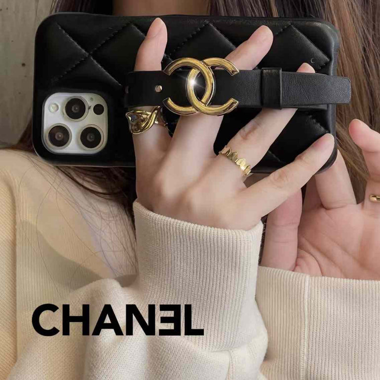 Luxury Branded Quilted Leather Case for iPhone With Belt Holder