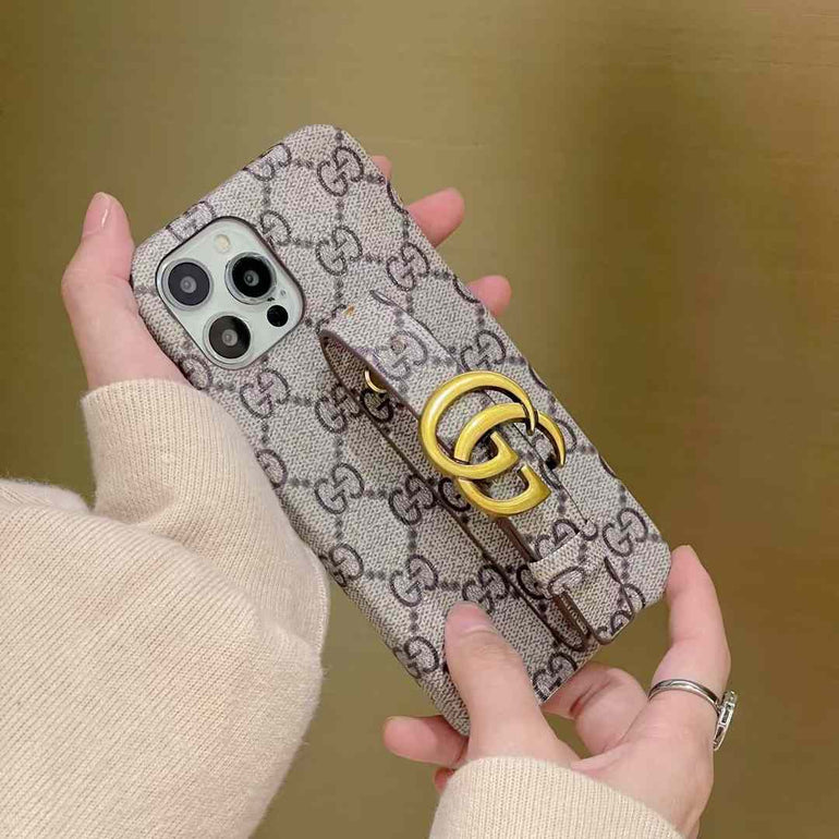 Luxury Branded Designer Leather Case For iPhone With Belt Holder