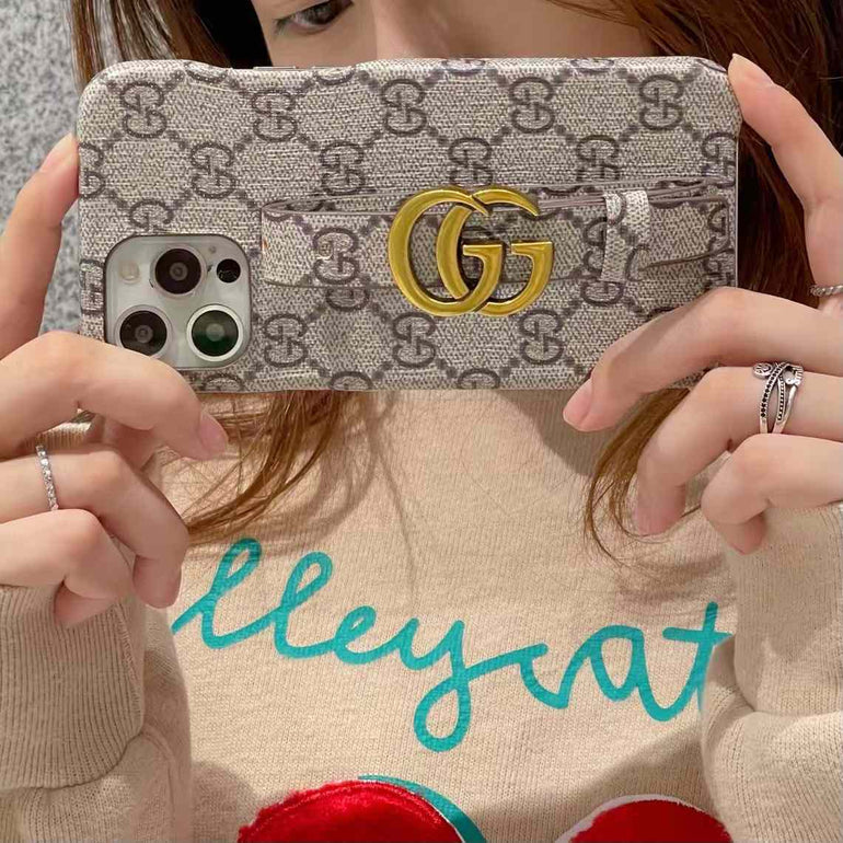 Luxury Branded Designer Leather Case For iPhone With Belt Holder