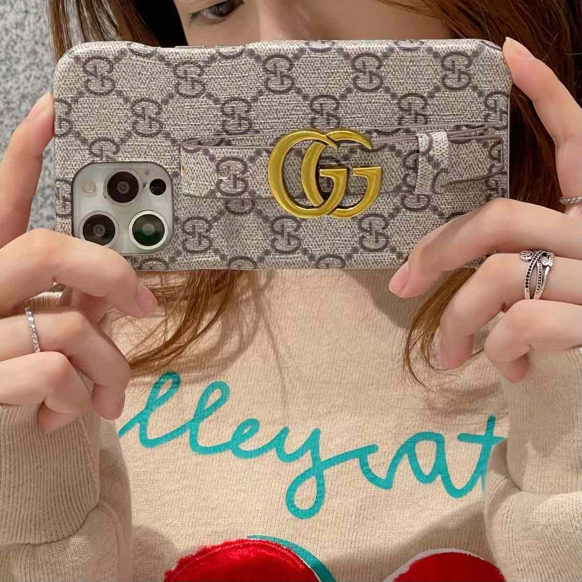 Luxury Branded Designer Leather Case For iPhone With Belt Holder