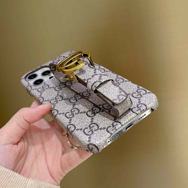 Luxury Branded Designer Leather Case For iPhone With Belt Holder