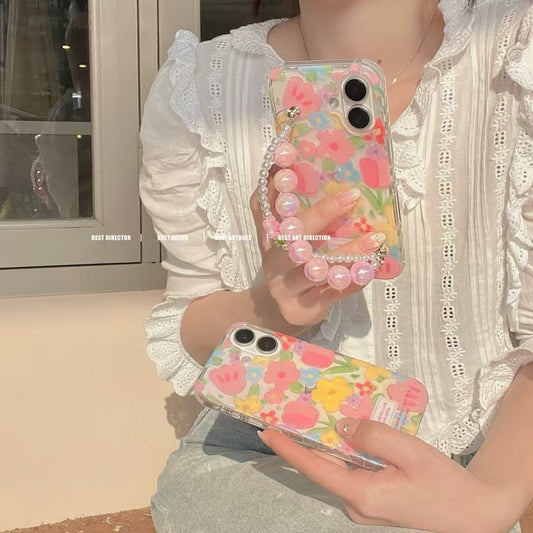 Flower Silicon Case For iPhone Charm With Anti Fall Holder
