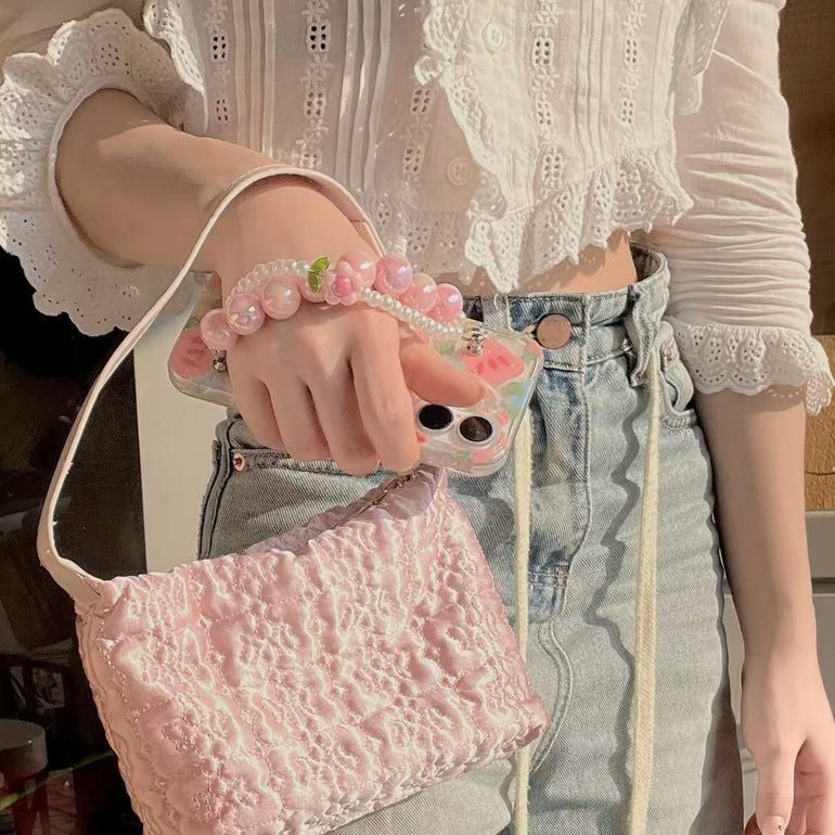 Flower Silicon Case For iPhone Charm With Anti Fall Holder