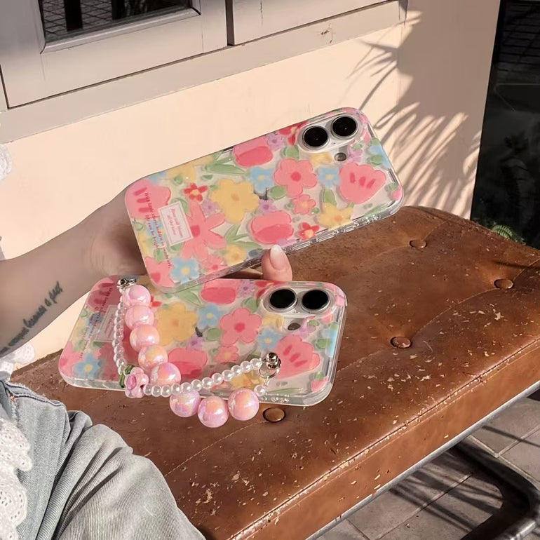 Flower Silicon Case For iPhone Charm With Anti Fall Holder